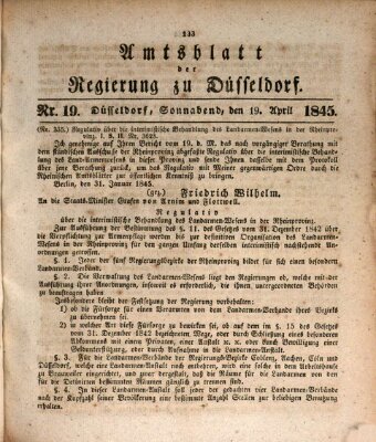 Amtsblatt für den Regierungsbezirk Düsseldorf Samstag 19. April 1845