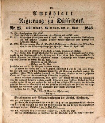 Amtsblatt für den Regierungsbezirk Düsseldorf Mittwoch 21. Mai 1845