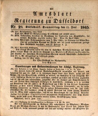 Amtsblatt für den Regierungsbezirk Düsseldorf Donnerstag 12. Juni 1845