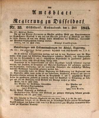 Amtsblatt für den Regierungsbezirk Düsseldorf Samstag 5. Juli 1845