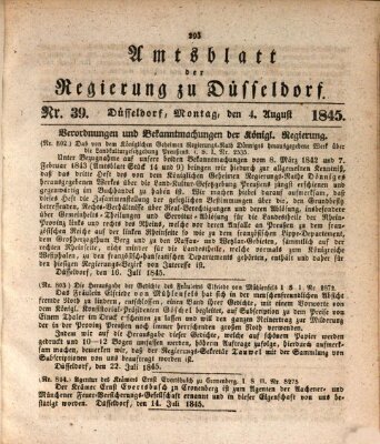 Amtsblatt für den Regierungsbezirk Düsseldorf Montag 4. August 1845