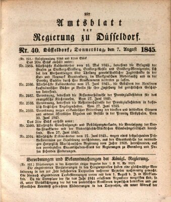 Amtsblatt für den Regierungsbezirk Düsseldorf Donnerstag 7. August 1845