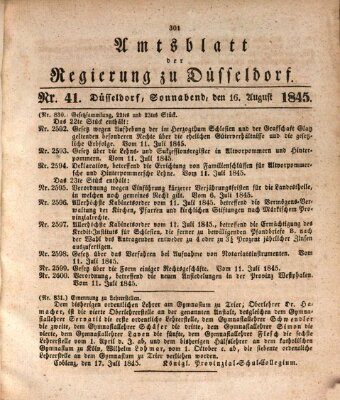 Amtsblatt für den Regierungsbezirk Düsseldorf Samstag 16. August 1845