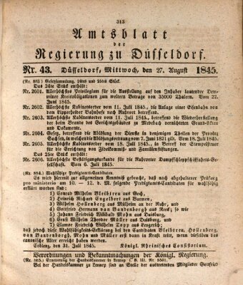 Amtsblatt für den Regierungsbezirk Düsseldorf Mittwoch 27. August 1845