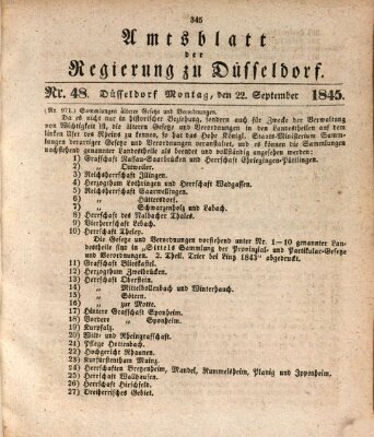 Amtsblatt für den Regierungsbezirk Düsseldorf Montag 22. September 1845