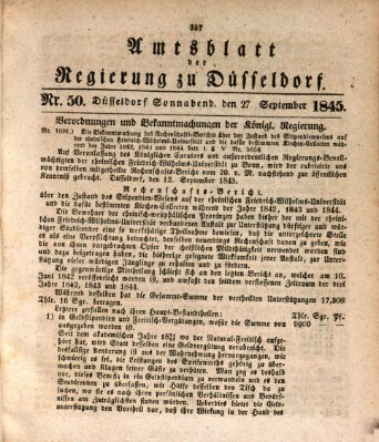 Amtsblatt für den Regierungsbezirk Düsseldorf Samstag 27. September 1845