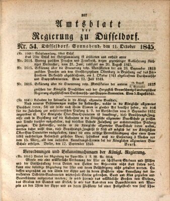 Amtsblatt für den Regierungsbezirk Düsseldorf Samstag 11. Oktober 1845