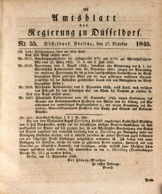 Amtsblatt für den Regierungsbezirk Düsseldorf Freitag 17. Oktober 1845