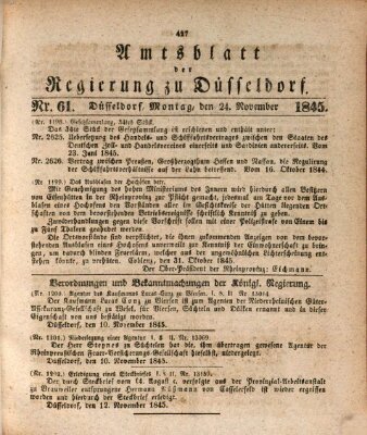 Amtsblatt für den Regierungsbezirk Düsseldorf Montag 24. November 1845