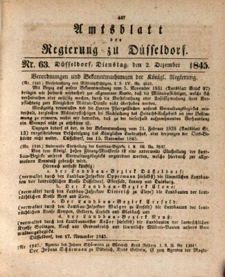 Amtsblatt für den Regierungsbezirk Düsseldorf Dienstag 2. Dezember 1845