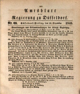 Amtsblatt für den Regierungsbezirk Düsseldorf Freitag 26. Dezember 1845