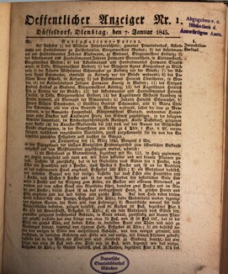 Amtsblatt für den Regierungsbezirk Düsseldorf Dienstag 7. Januar 1845