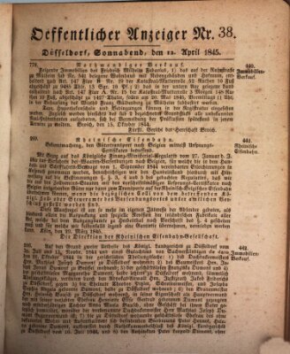 Amtsblatt für den Regierungsbezirk Düsseldorf Samstag 12. April 1845