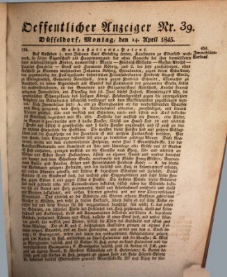 Amtsblatt für den Regierungsbezirk Düsseldorf Montag 14. April 1845