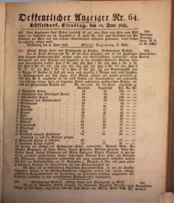 Amtsblatt für den Regierungsbezirk Düsseldorf Dienstag 10. Juni 1845