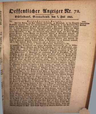 Amtsblatt für den Regierungsbezirk Düsseldorf Samstag 5. Juli 1845