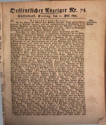 Amtsblatt für den Regierungsbezirk Düsseldorf Freitag 11. Juli 1845