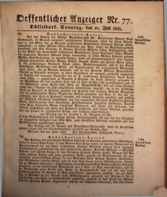 Amtsblatt für den Regierungsbezirk Düsseldorf Sonntag 20. Juli 1845