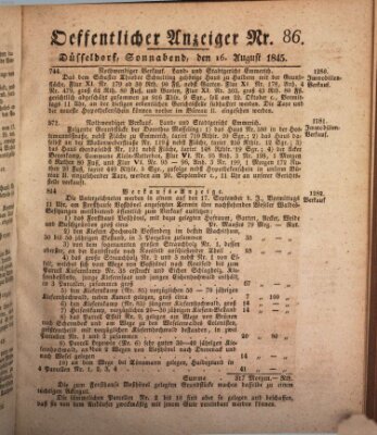 Amtsblatt für den Regierungsbezirk Düsseldorf Samstag 16. August 1845