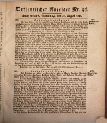 Amtsblatt für den Regierungsbezirk Düsseldorf Sonntag 31. August 1845