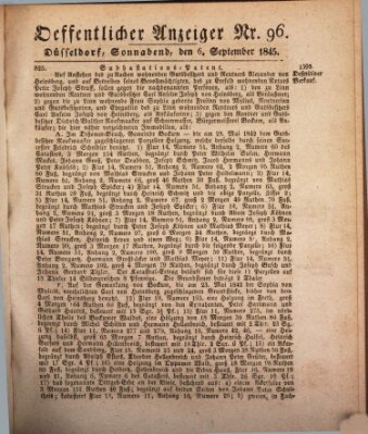 Amtsblatt für den Regierungsbezirk Düsseldorf Samstag 6. September 1845