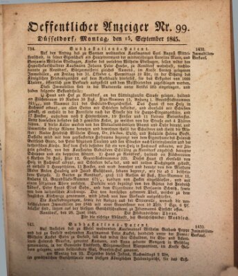 Amtsblatt für den Regierungsbezirk Düsseldorf Montag 15. September 1845