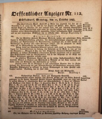 Amtsblatt für den Regierungsbezirk Düsseldorf Montag 20. Oktober 1845