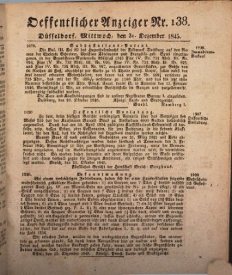 Amtsblatt für den Regierungsbezirk Düsseldorf Mittwoch 31. Dezember 1845