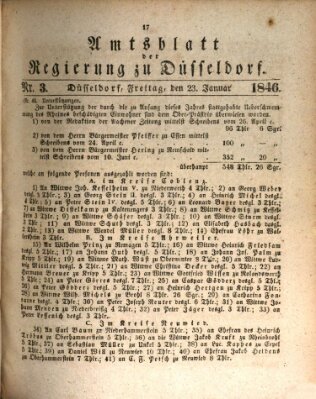 Amtsblatt für den Regierungsbezirk Düsseldorf Freitag 23. Januar 1846