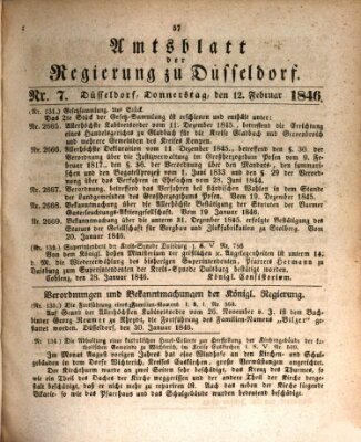 Amtsblatt für den Regierungsbezirk Düsseldorf Donnerstag 12. Februar 1846