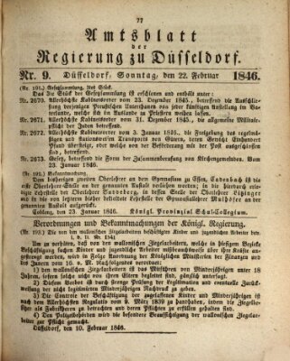 Amtsblatt für den Regierungsbezirk Düsseldorf Sonntag 22. Februar 1846