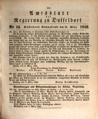 Amtsblatt für den Regierungsbezirk Düsseldorf Samstag 21. März 1846