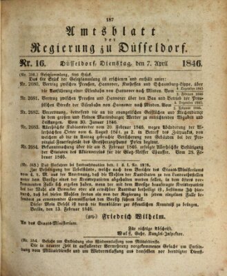 Amtsblatt für den Regierungsbezirk Düsseldorf Dienstag 7. April 1846