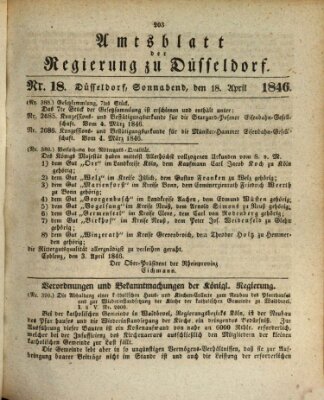 Amtsblatt für den Regierungsbezirk Düsseldorf Samstag 18. April 1846