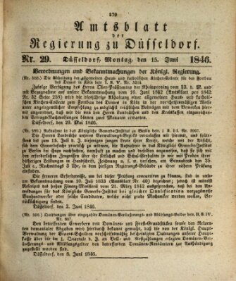 Amtsblatt für den Regierungsbezirk Düsseldorf Montag 15. Juni 1846