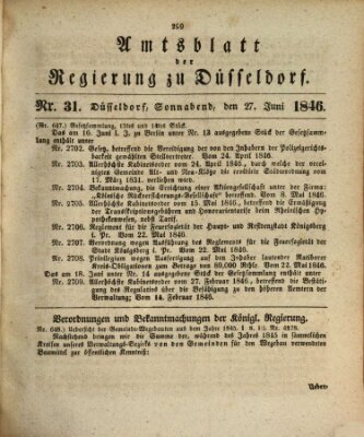 Amtsblatt für den Regierungsbezirk Düsseldorf Samstag 27. Juni 1846