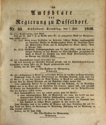 Amtsblatt für den Regierungsbezirk Düsseldorf Dienstag 7. Juli 1846