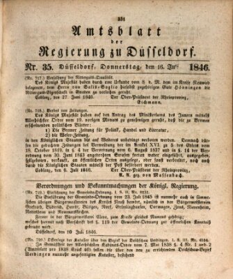 Amtsblatt für den Regierungsbezirk Düsseldorf Donnerstag 16. Juli 1846