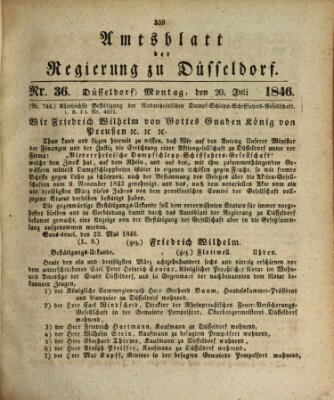 Amtsblatt für den Regierungsbezirk Düsseldorf Montag 20. Juli 1846