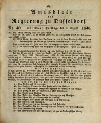 Amtsblatt für den Regierungsbezirk Düsseldorf Freitag 7. August 1846