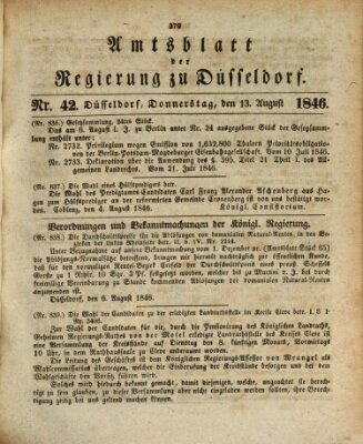 Amtsblatt für den Regierungsbezirk Düsseldorf Donnerstag 13. August 1846