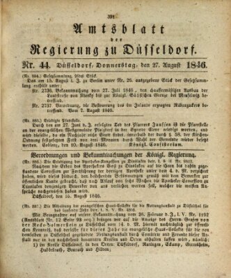 Amtsblatt für den Regierungsbezirk Düsseldorf Donnerstag 27. August 1846