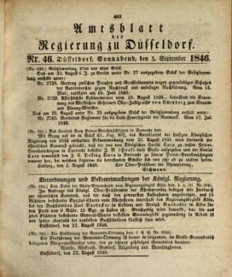 Amtsblatt für den Regierungsbezirk Düsseldorf Samstag 5. September 1846