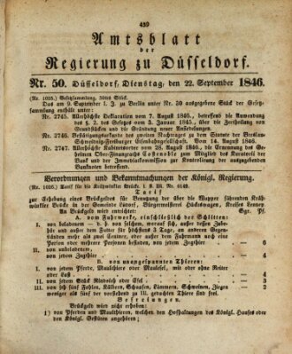 Amtsblatt für den Regierungsbezirk Düsseldorf Dienstag 22. September 1846