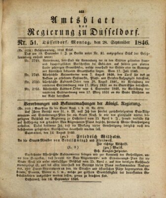 Amtsblatt für den Regierungsbezirk Düsseldorf Montag 28. September 1846