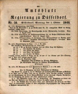 Amtsblatt für den Regierungsbezirk Düsseldorf Montag 5. Oktober 1846