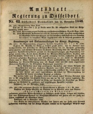 Amtsblatt für den Regierungsbezirk Düsseldorf Samstag 21. November 1846