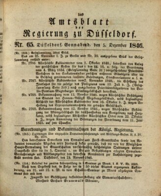 Amtsblatt für den Regierungsbezirk Düsseldorf Samstag 5. Dezember 1846