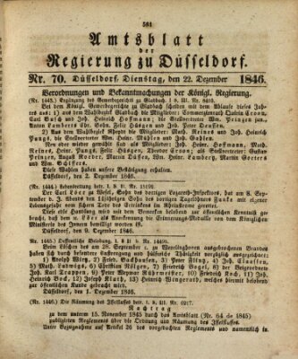 Amtsblatt für den Regierungsbezirk Düsseldorf Dienstag 22. Dezember 1846