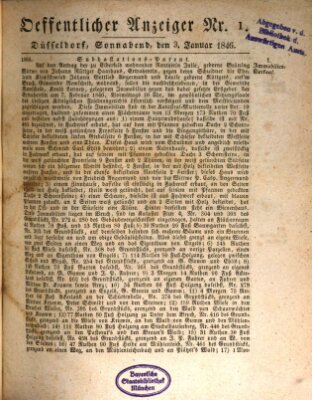 Amtsblatt für den Regierungsbezirk Düsseldorf Samstag 3. Januar 1846